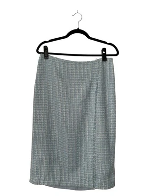Falda Lápiz Ann Taylor Talla 8 Azul Tweed Texturizado Volantes Carrera Oficina Negocios Foto 1 de 4