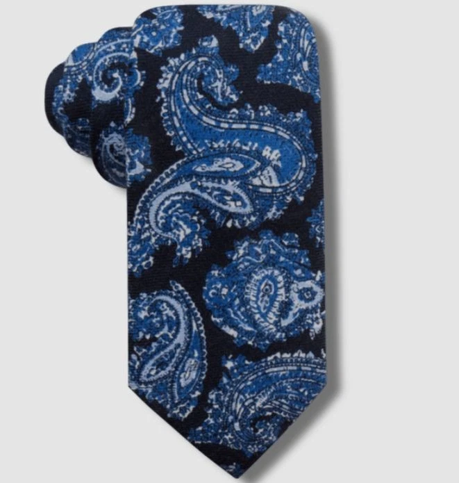 Mens Tasso ELBA Navy Blue Sanna Paisley 100 Wool Neck Tie One Size