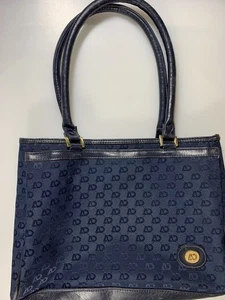 Vintage Almondo Originals Navy Blue Logo Microfiber Satchel Handtasche TOP - Bild 1 von 4