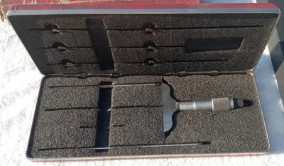 Vtg  STARRETT 0-3 Inch  1,000ths (.001”) DEPTH MICROMETER SET NO 449A-3P - Image 1 of 4