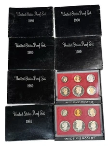 1980(6) & 1981 (2) Proof Set Run Original Box CN-Clad 6 Sets 48Coin Lot US Mint - Picture 1 of 2