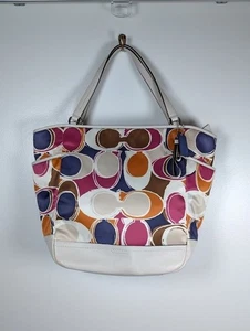 Coach F23299 Park Hand Drawn Scarf Print North South Tote Bag Charm Hobo - Picture 1 of 10