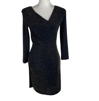 Платье в обтяжку женское Allen B от Allen Schwartz XS черное металлик плиссированная талия - Изображение 1 из 4