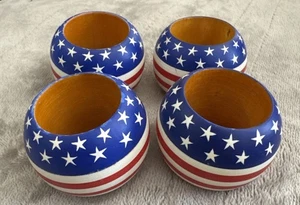 Juego de 4 servilleteros de madera pintados a mano 4 de julio bandera americana EE. UU. - Imagen 1 de 6