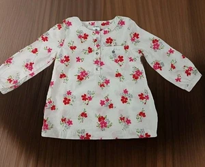 Carter's Mädchen Top 2T Langarm rosa weiß Blumen Baumwolle Bluse - Bild 1 von 2