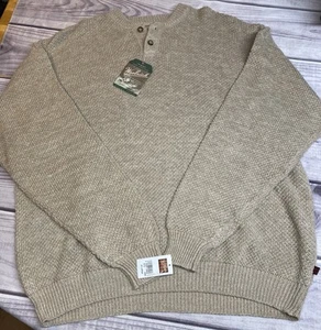 Maglione vintage Woolrich Henley uomo grande 3xl sabbia marrone waffle maglia Hong Kong - Foto 1 di 11