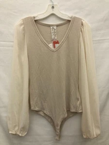 Neu mit Etikett Damen-Bodysuit Sadie & Sage beige & elfenbeinfarben Debbie Mixed Media Größe L - Bild 1 von 6