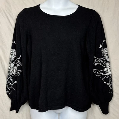 Suéter Chicos Talla 4 Mujer XXL Mezcla CACHEMIR - Pullover Floral Negro/Blanco Foto 1 de 4