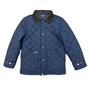 Polo Ralph Lauren Boys Barn Jacket Blue Quilted Puffer Corduroy Medium (10-12) - Picture 1 of 9