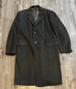Vintage John Wanamaker Men's Cashmere top Coat Gray 44R Made In England - Picture 1 of 14