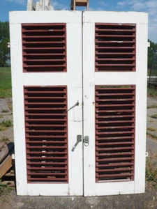 1 Paar Fensterläden Holzladen Klappladen Laden Lamellen um 1920 / H160 B116,5 S3 - Bild 1 von 7