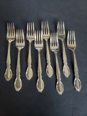 (8) Tenedores de postre para ensaladas plato de plata WM Rogers IS Moonlight / Victorian Royal Foto 1 de 3