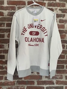 Nike Oklahoma Sooners Crewneck Sweatshirt Men's Size S White/Grey Casual Comfort - Picture 1 of 6