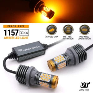 CANBUS Error Free 1157 Amber LED Turn Signal DRL Light Bulbs High Power Yellow - Picture 1 of 8