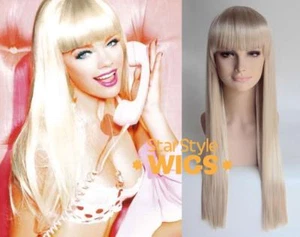 DELUXE BARBIE DOLL EXTRA LONG STRAIGHT PLATINUM BLONDE WIG COSTUME COSPLAY - Picture 1 of 7