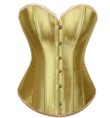 Overbust Corset Bustiers Satin Women Lace Up Tops Gothic Lingerie Women S-6XL - Image 1 of 4