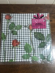 Vintage EXQUISITE Floral Wrappings Red Rose/Houndstooth 2 Sheets - Picture 1 of 3