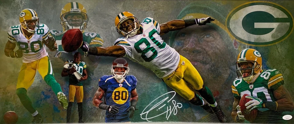 Packers DONALD DRIVER с автографом 13x31 растянутый холщовый коллаж - JSA - Изображение 1 из 1