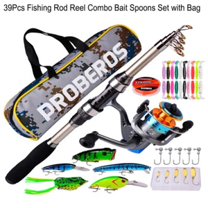 39pcs Telescopic Fishing Rod Spinning Reel Set Combo Full Carbon Fiber Rod w/Bag - Picture 1 of 12