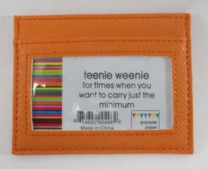 BB3 Orange SLIM low profile Womens WALLET ID holder weave teenie weenie vegan - Picture 1 of 5