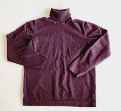 Suéter Toscano Firenze Para Hombre Medio Azul Lana Merino Pullover Cuello Alto Borgoña Foto 1 de 4