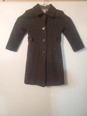 Abrigo de vestir clásico forrado Rothschild para niñas 5 80 % lana plisado púrpura negro a cuadros Foto 1 de 4