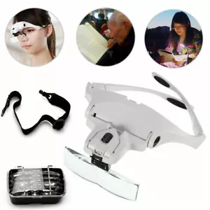Lupenbrille mit LED,Licht Vergrößerungsbrille Kopfbandlupe Brillenlupe Stirnlupe - Bild 1 von 8