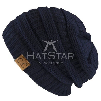 Artículo caliente CC C.C Gorro Nuevo Para Mujer Tejido Holgado Grueso Gorra Sombrero Unisex Color Sólido Foto 1 de 2