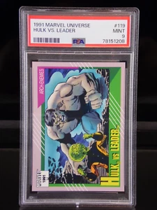 1991 MARVEL UNIVERSE SERIES 2 HULK VS. LEADER #119 TRADING CARD | PSA 9 MINT - Picture 1 of 7