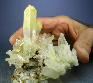 AAA MANGO QUARTZ CRYSTALS CLUSTER w HALLOYSITE, CABICHE COLOMBIA, GLOBE MINERALS - Picture 1 of 4