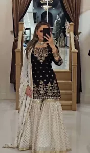 Neuestes neues Designer Faux Georgette Top und Palazzo mit Dupatta für Damen - Bild 1 von 11