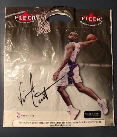 Vince Carter Fleer Trading Cards Memorabilia Bag 14.5x16 in. Facsimile Signature Cover