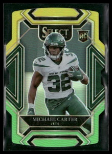 Michael Carter 2021 Panini Select #271 Green and Yellow Prizm Die Cut Jets - Bild 1 von 2