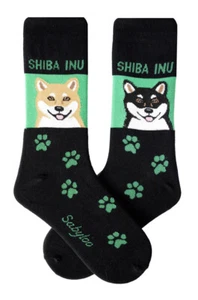Shiba Inu Crew Socks Unisex Green - Picture 1 of 1