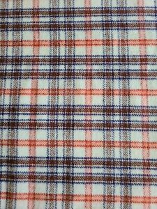 BTY X 60"W Fabric 100% Cotton Flannel Plaid Cream Brown Red Blue Quilting Sewing