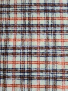 BTY X 60"W Fabric 100% Cotton Flannel Plaid Cream Brown Red Blue Quilting Sewing - Picture 1 of 3