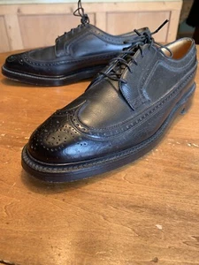 Florsheim Imperial Black Pebble Leather Full Wingtip 5 Nail Vee Cleat 9.5 C - Picture 1 of 10