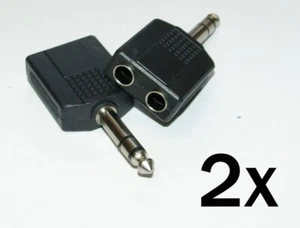 2 x Y-Kopfhöreradapter - Klinkenstecker 6,3mm / 2x Buchse 6,3mm - Stereo - Bild 1 von 1
