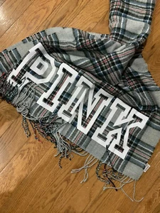 Pink Victoria's Secret karierter Schal grau neu ohne Etikett - Bild 1 von 3