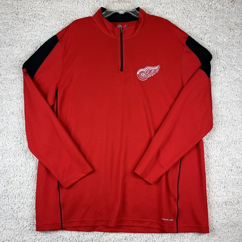 Majestic Detroit Red Wings Pullover Mens XXL  NHL  1/4 Zip  Long Sleeve Sweater Cover