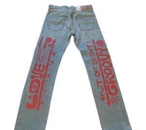 Levi's Premium 501 Jeans Men’s Hippie Love Peace Groovy Flowers NWT Multi-Sizes - Picture 1 of 7