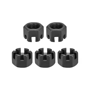 5Pack M14x1.5mm Slotted Hex Castle Nuts Carbon Steel Blackened Hexagon Nuts - Picture 1 of 6