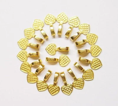 20 средних позолоченных сердечных клеев для подвесок, 4 кабошона 19x9,7 мм - Изображение 1 из 4