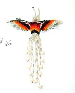 Fancy Fringe Beaded Hummingbird Barrette 4" w/  French Clip closure  #62 - Picture 1 of 3