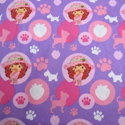 Colcha de algodão tecido morango shortcake boneca menina rosa cachorro pata gorda quarto FQ - Imagem 1 de 4