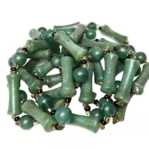 Vintage Green Lucite Acrylic Round & Cylinder Beaded Necklace Infinity 50" Long - Picture 1 of 4