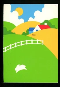 National postcard Week 1989 Syracuse New York NY Bunny Lawn Fence House Sunshine - Picture 1 of 2