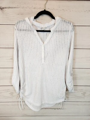 Billabong Women's White Long Sleeve Hooded Blouse Casual Boho Size M - Image 1 of 4