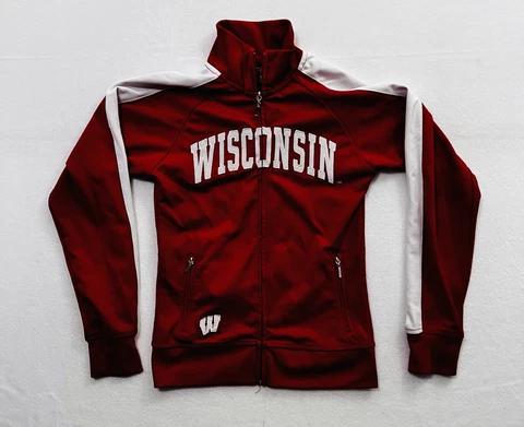 Wisconsin Badgers Colosseum Athletics Boy’s Size Small NCAA Red Track Jacket Cover