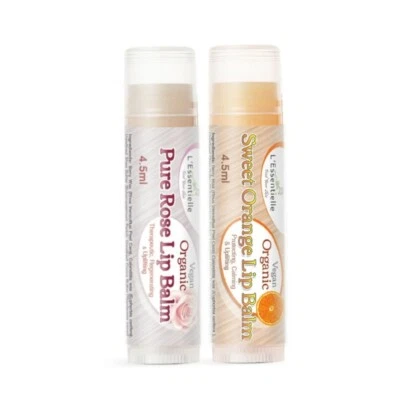 Organic Vegan lip balms Sweet Orange & Pure Rose All Natural Lip Balm Treatment